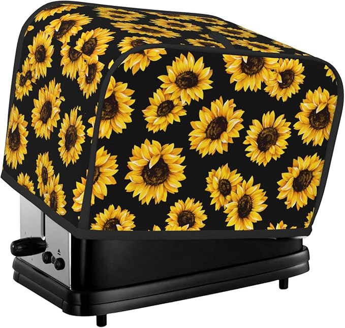 Sunflower Stylish Black 2 Slice Toaster Cover, Waterproof Toaster Dust Cover by Unknown