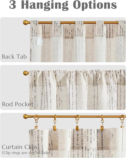 jinchan Boho Kitchen Curtains Linen Cafe Tier Curtains 54 Inch Bohemian - Image 7