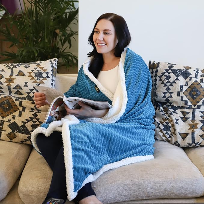 Catalonia Sherpa Throws Blanket, Super Soft Comfy Fluffy Fuzzy Fleece Plush - Image 3