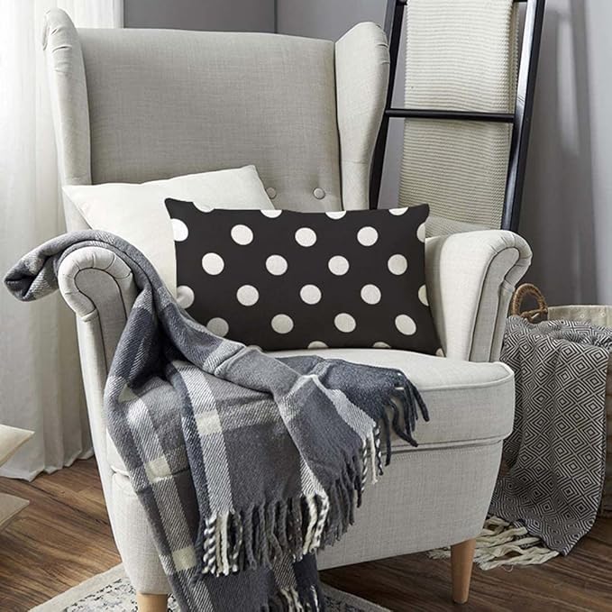 TKS MITLAN White Polka Dot Decorative Pillow Covers on The Black Background - Image 3