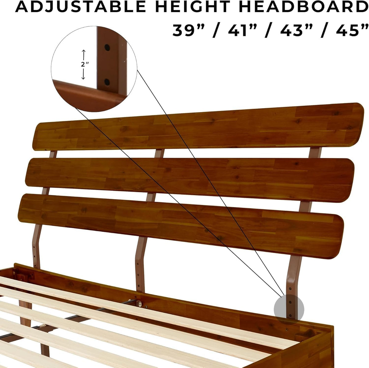 bme caden king size bed frame and adjustable, side view