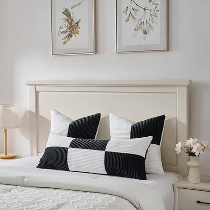 Fancy Homi Set of 2 Black White Decorative Throw Pillow Covers 18x18 Inch - Image 5