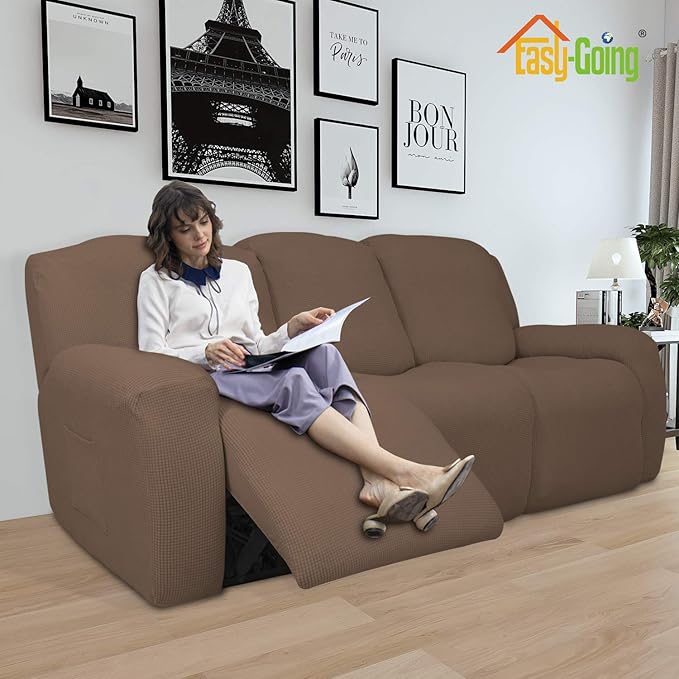 Easy-Going 8 Pieces Recliner Sofa Stretch Sofa Slipcover Sofa Cover Furniture - Image 2