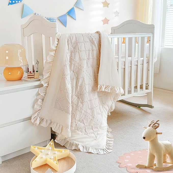 Wowelife Crib Bedding Set for Girls, Ruffle Baby Crib Bedding Set Nursery by WOWELIFE