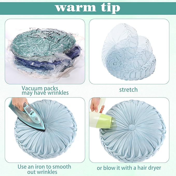 Yerliker 6 Pcs Floor Pillow Cushions 15inch Round Velvet Throw Pillows Colorful - Image 4