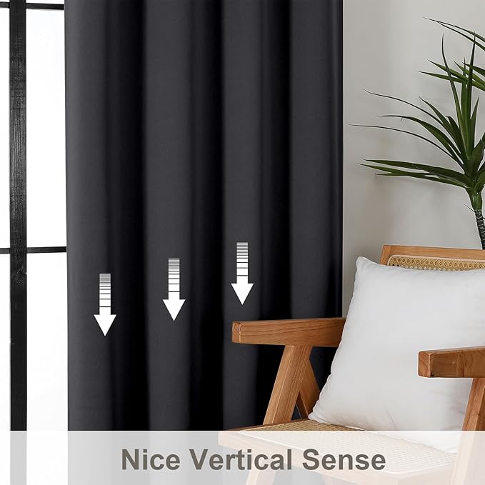 Gwine Black Blackout Curtains for Bedroom 45 Inch Length, Room Darkening Window - Image 4