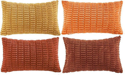 Fancy Homi Set of 4 Burnt Orange Fall Long Lumbar Rectangle Decorative Throw - Image 6