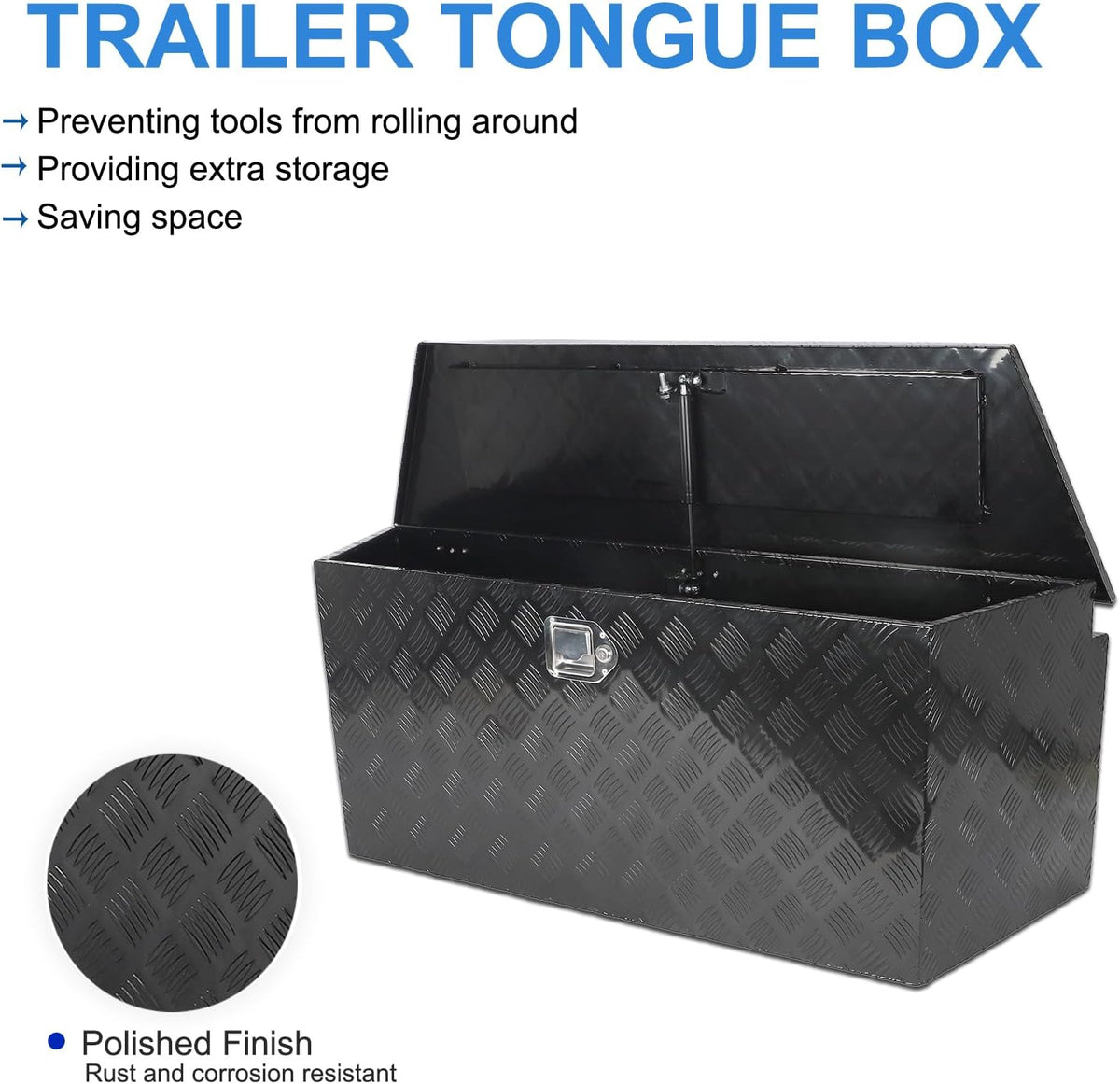 49 inch heavy duty aluminum trailer tongue tool, close-up detail