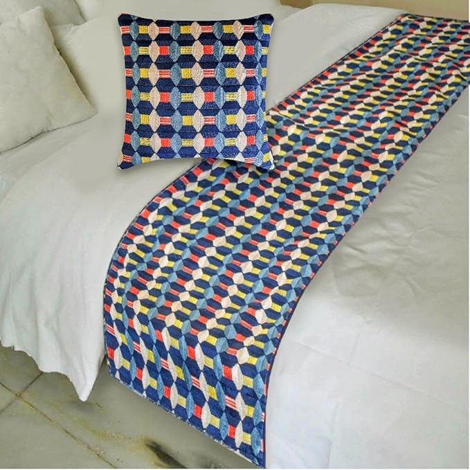 The HomeCentric Blue Bed Runner - Image 2