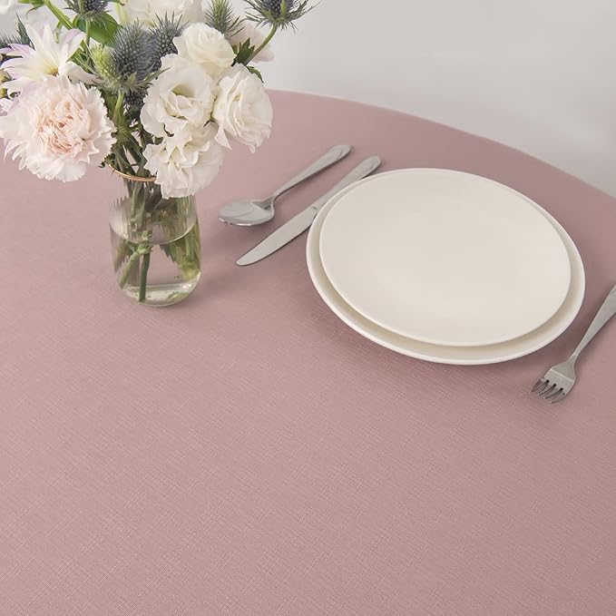 maxmill Round Linen Looking Textured Tablecloth Spill-Proof Wrinkle Free Soft - Image 5