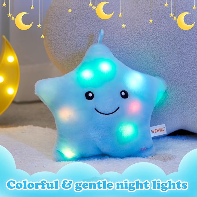 WEWILL 9'' LED Twinkle Star Soft Plush Pillow Toys Glowing Stuffed Star Light - Image 4