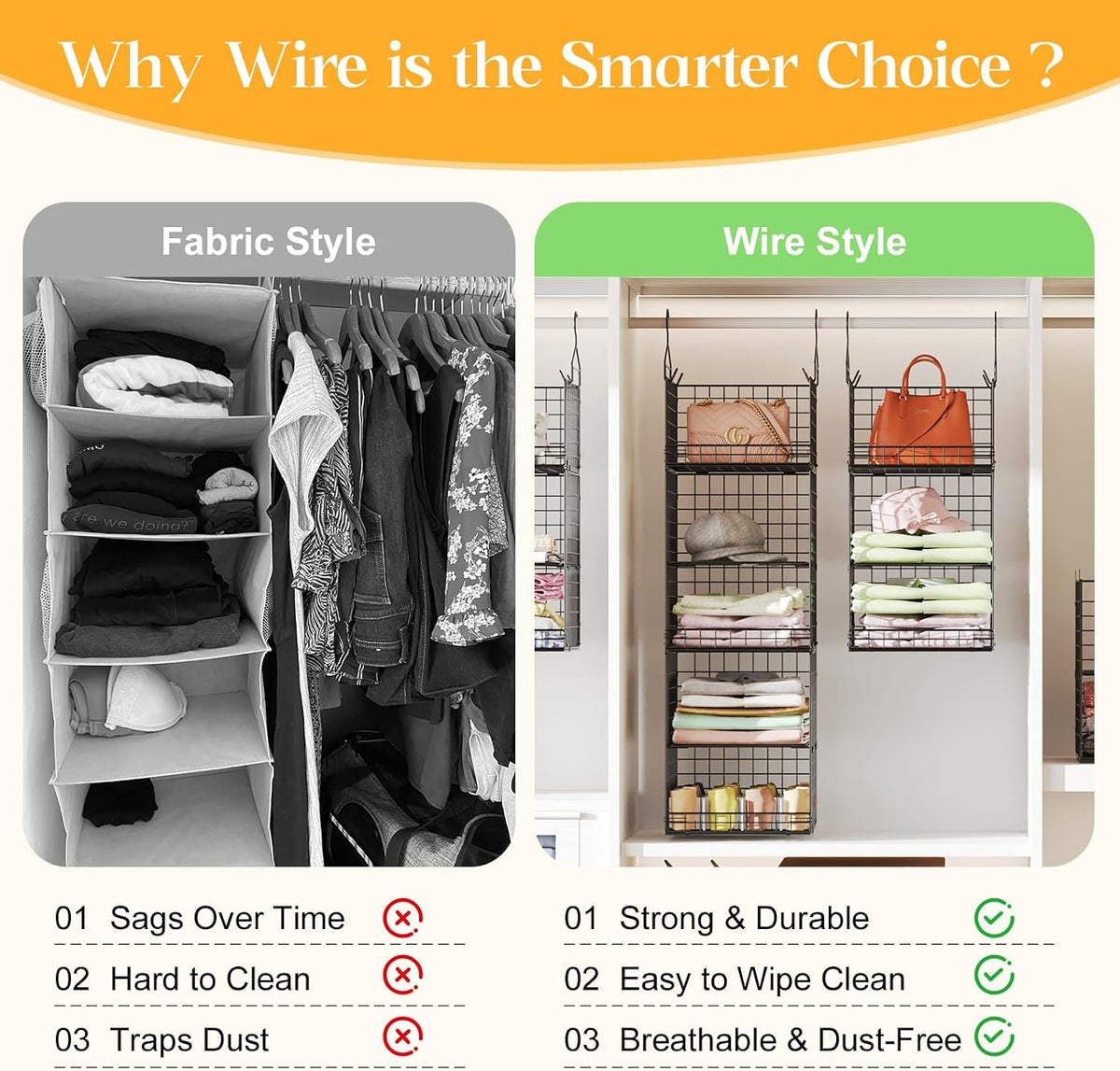 yuyetuyo 5 tier closet hanging organizer and storage, front angle view