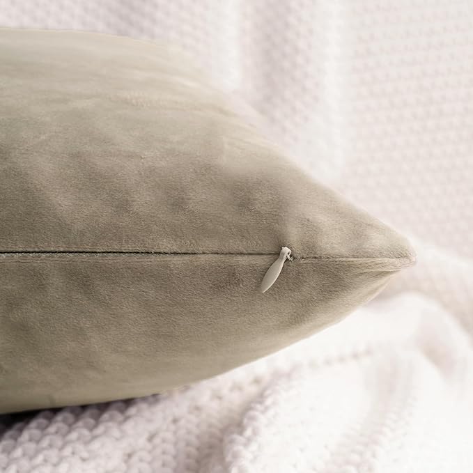 HWY 50 Taupe Velvet Rectangular Throw Pillow Covers 12x20 Inch - Image 3