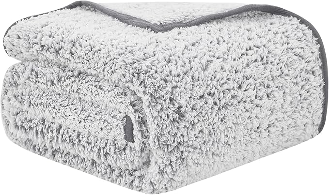 EMME Soft Sherpa Fleece Blanket Reversible Plush Fluffy Large Blanket, Light by EMME