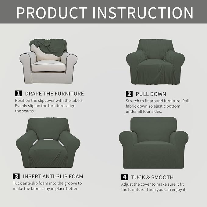Easy-Going Stretch Oversized Chair Sofa Slipcover 1-Piece Couch Sofa Cover - Image 6