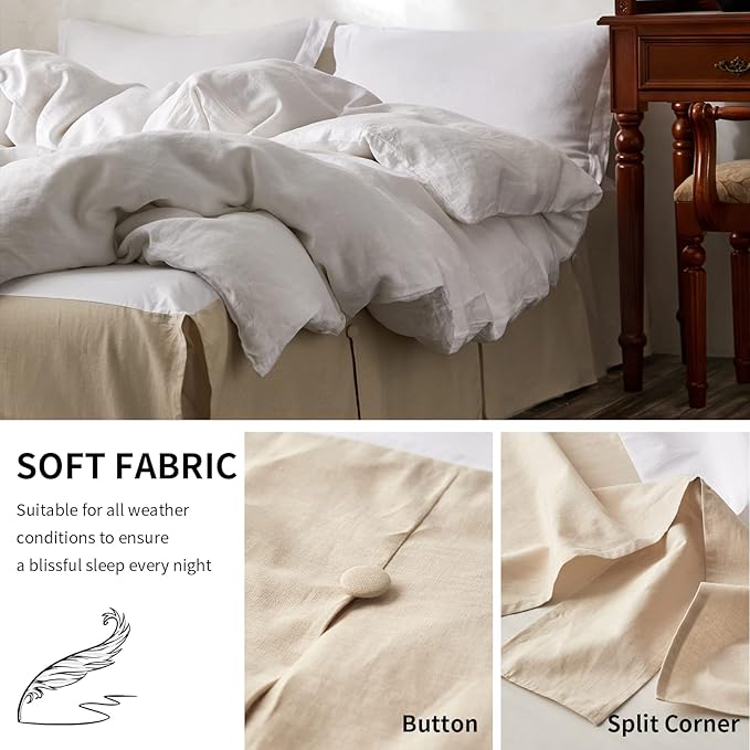 BISELINA French Linen Bed Skirt Split Corner - Image 5