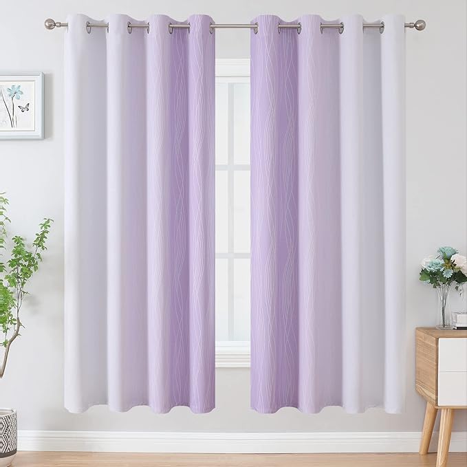 Estelar Textiler Lilac and Greyish White Gradient Blackout Curtains - Image 2