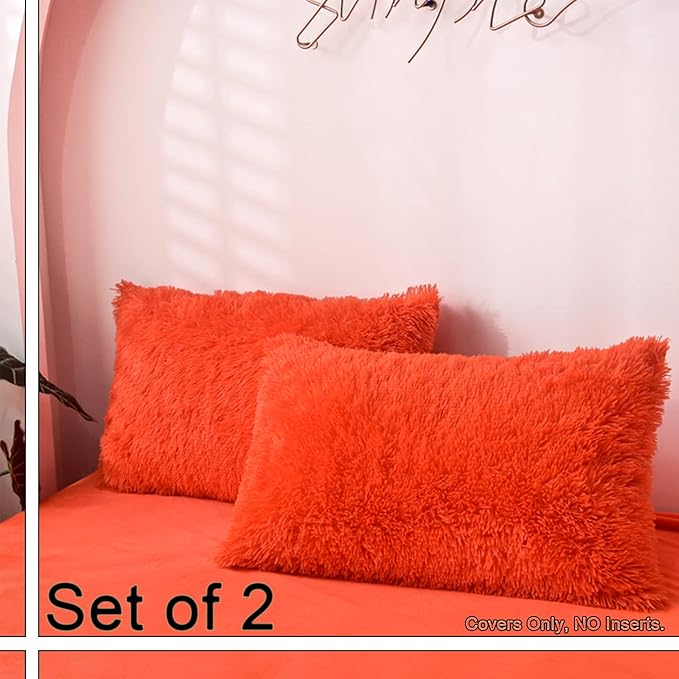 MorroMorn Decorative Pillows Covers, 2 Packs Faux Fur Pillow Cases, Luxury - Image 3
