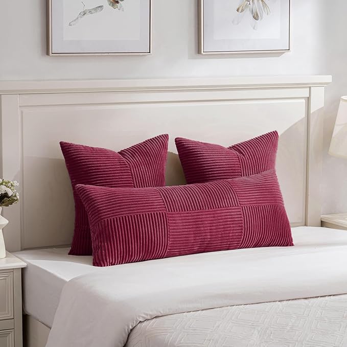 Fancy Homi 2 Packs Burgundy Red Decorative Throw Pillow Covers 16x16 Inch - Image 5