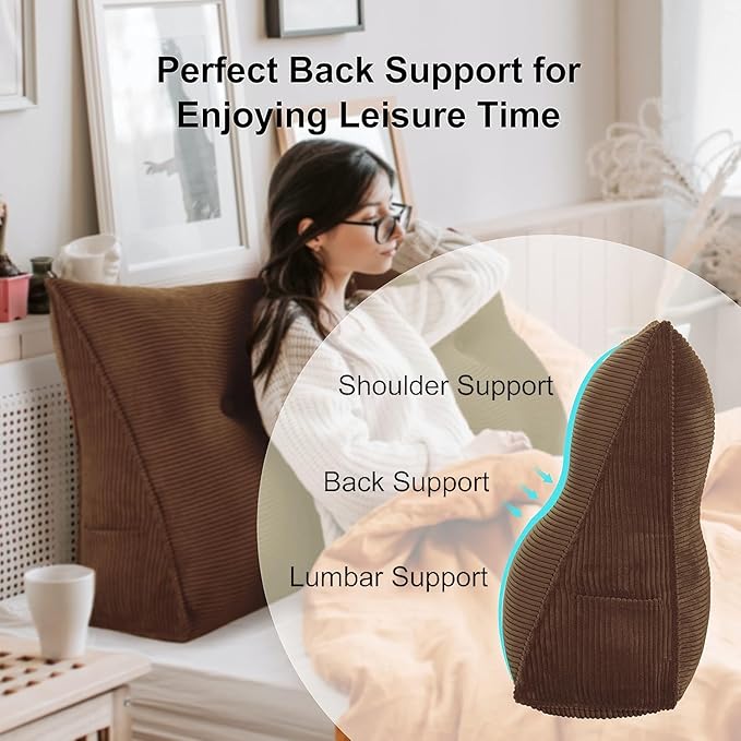 WOWMAX 100% Cotton Corduroy Headboard Pillow – Twin Size Back Support Reading - Image 2