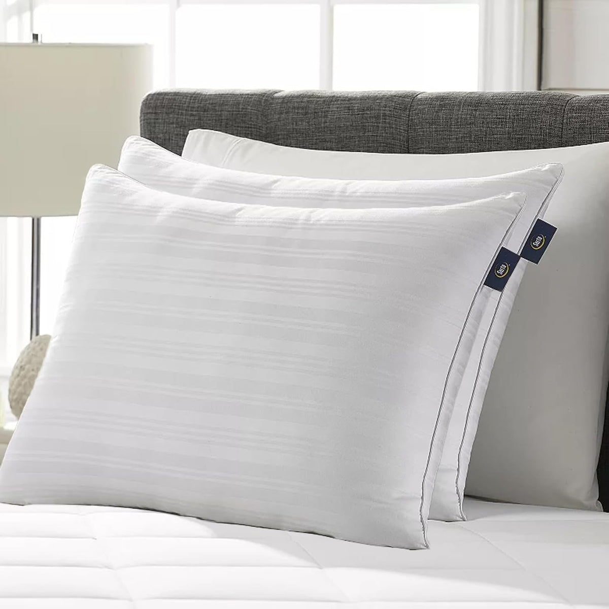 serta down illusion balanced support cotton pillows,standard/queen (2, main product view