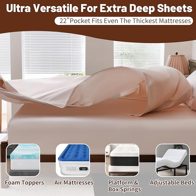 Extra Deep Pocket King Sheets 18-24 Inch 100% Egyptian Cotton 1000 Thread Count - Image 4
