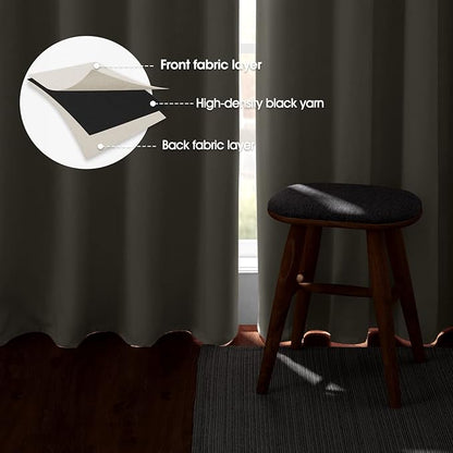 HOMEIDEAS Cream Beige Blackout Curtains - Image 3