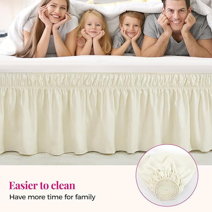 RIMELA Ivory Bed Skirt Queen Size 15 Inch Drop, Elastic Bed Skirting - Image 5
