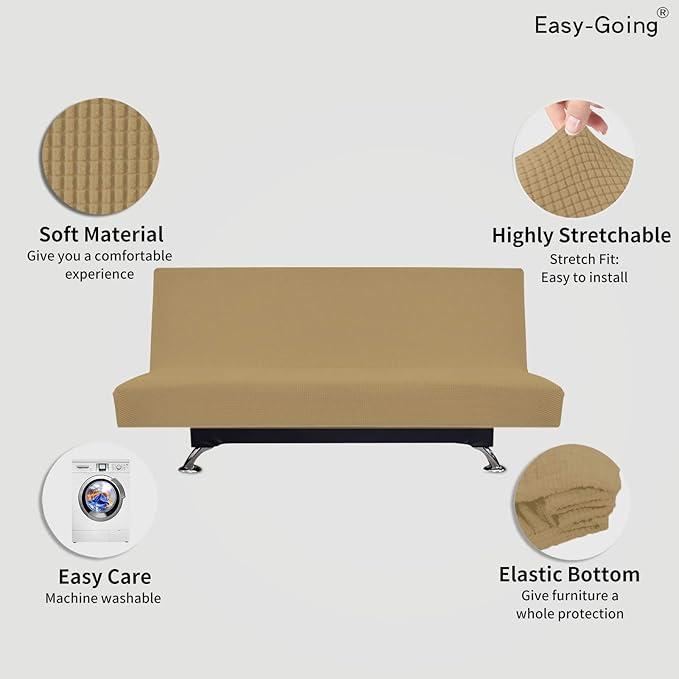 Easy-Going Stretch Futon Slipcover Armless Futon Bed Cover Furniture Protector - Image 3