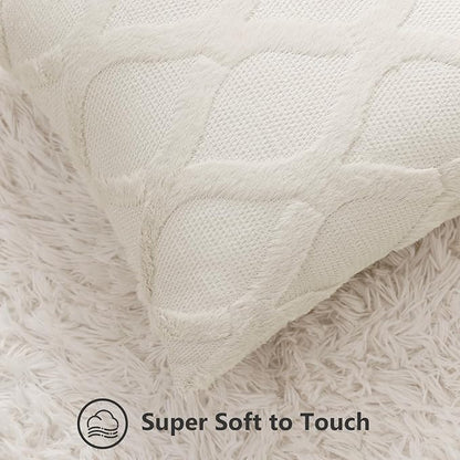 decorUhome Throw Pillow Covers 22x22 Inch Set of 2, Soft Plush Faux Fur Wool - Image 2