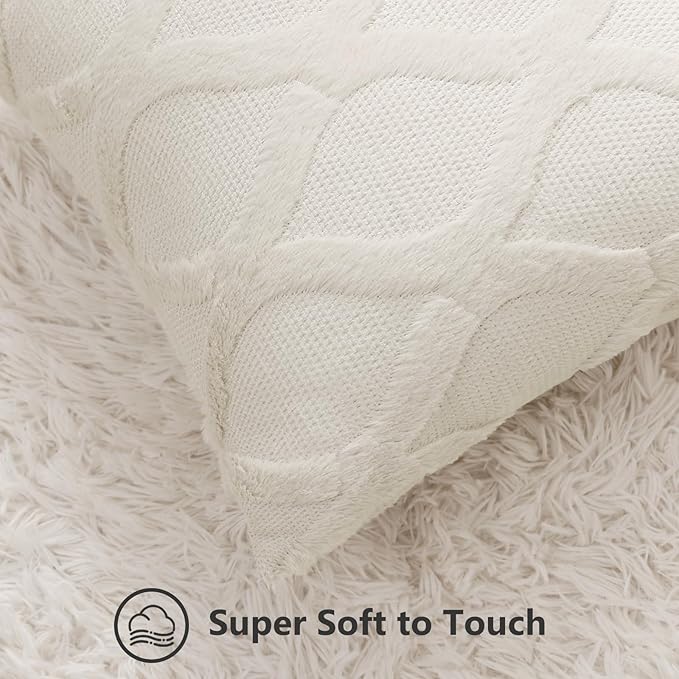 decorUhome Throw Pillow Covers 16x16 Inch Set of 2, Soft Plush Faux Fur Wool - Image 2