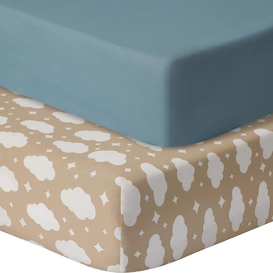 Baby Crib Sheets for Boys Girls, 2 Pack Fitted Crib Sheet for Standard Crib and by GUNTAIL