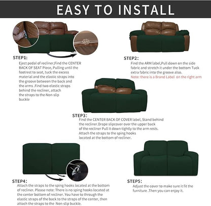 Easy-Going 6 Pieces Recliner Loveseat Stretch Sofa Slipcover Sofa Cover - Image 4