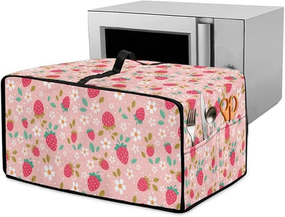 Pink Strawberry Cherry Blossom Print Microwave Oven Dust Cover Toaster Oven by HwzdsyxlCreativeHomeDecor