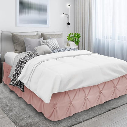 Nestl Blush Pink Bed Skirt Twin Size, Pinch Pleat Twin Bed Skirt, Hotel Quality - Image 3