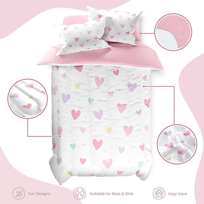 SANDJEST Heart Comforter Set Twin Size 68x86in - Image 2