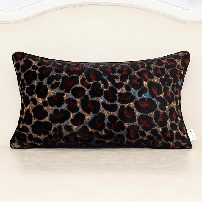 Alerfa Black Floral Throw Pillow Cover 12 x 20 Inch Cut Velvet Rectange Luxury by Alerfa