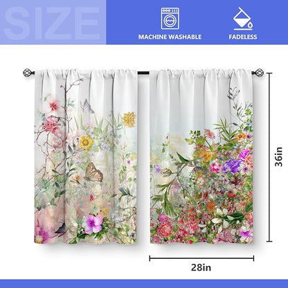 Aimego Floral Leaves Vintage Kitchen Curtains - Image 3