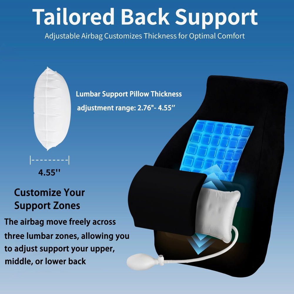 Adjustable Lumbar Support Pillow with Cooling Gel, Full Back Pain Relief