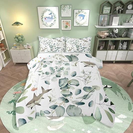 Erosebridal Girls Kawaii Animal Queen Bedding Sets Cute Shark Comforter Set by Erosebridal