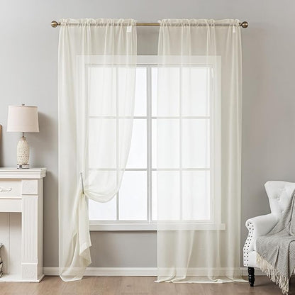 Natural Sheer Curtains 63 Inch Length, Privacy Semi Sheer Curtains - Image 8