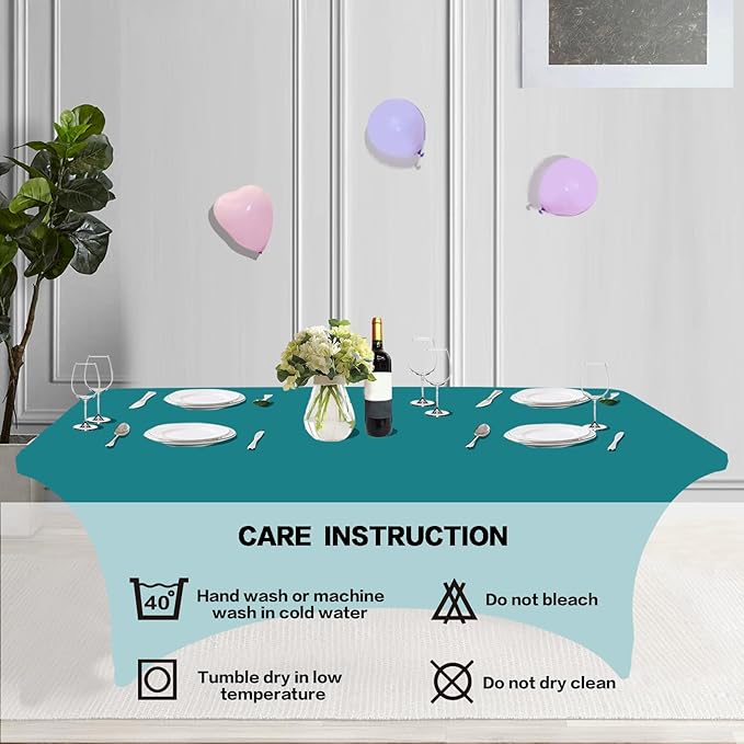 IVAPUPU 2 Pack 4FT Table Cloth for Rectangular Fitted Events Stretch Lake Blue - Image 5