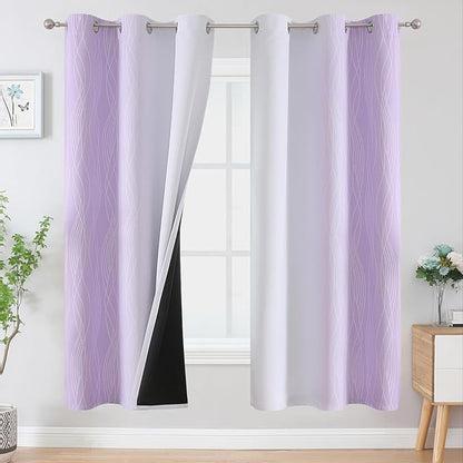 Estelar Textiler Lilac and Greyish White Ombre Blackout Curtains 72 Inches by ESTELARTEXTILER