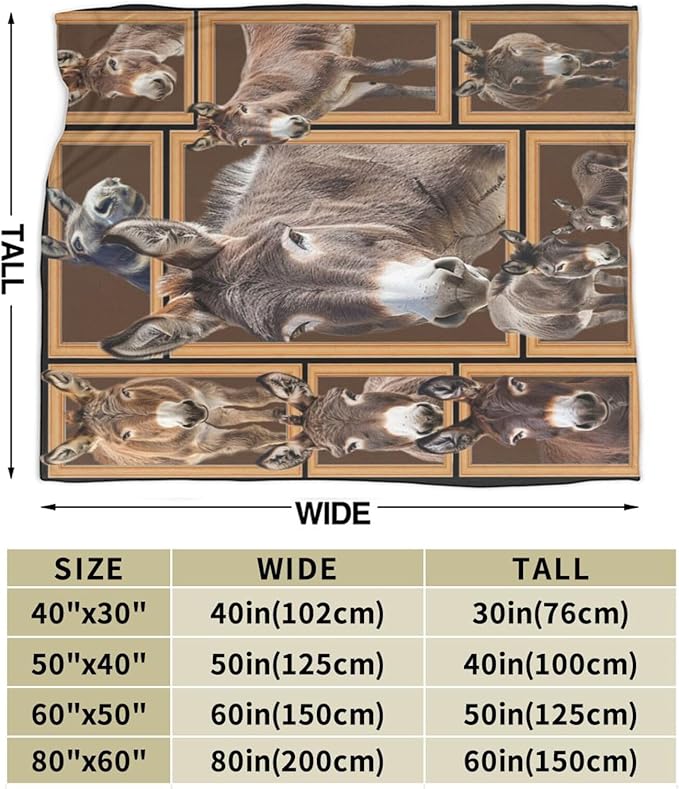Donkey Blanket Donkey Throw Blanket Flannel Stuff Merch Cozy Decor Fleece Plush - Image 3