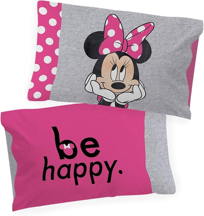 Jay Franco Disney Minnie Mouse Be Happy 1 Single Reversible Pillowcase - Image 3