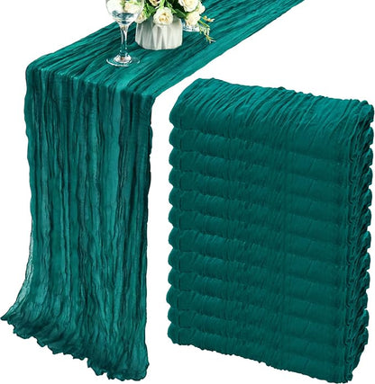 12 Pack 10Ft Cheesecloth Table Runner 35x120 Inch Boho Gauze Table Runner by Fivenl