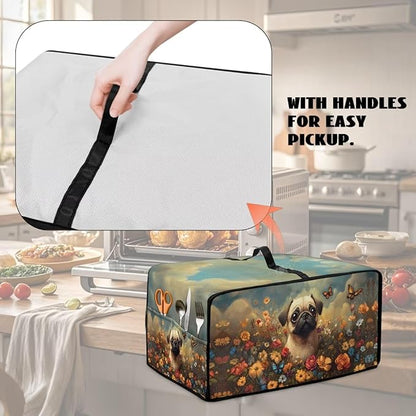 Cute Pug Dog Floral Butterfly Print Microwave Oven Dust Cover Dust Cover - Image 5