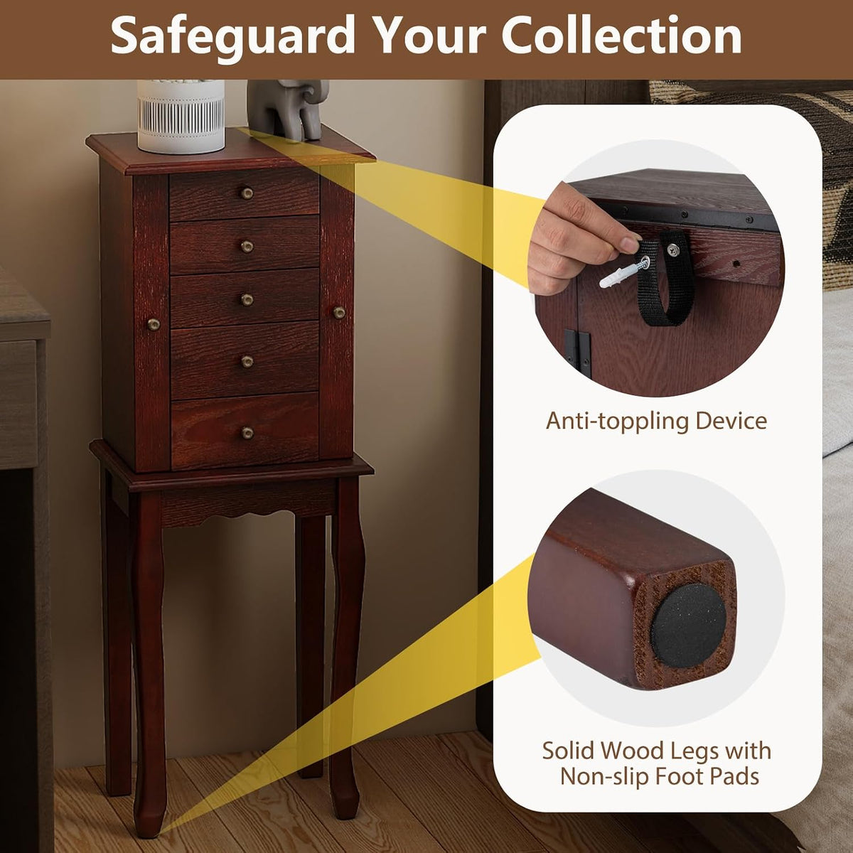 giantex standing jewelry armoire cabinet with 4 drawers, package contents