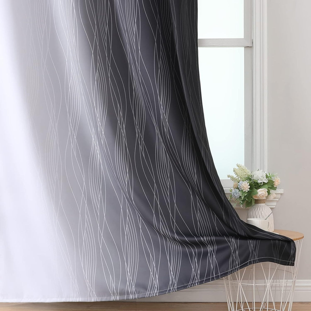 black and greyish white ombre blackout curtains for, package contents