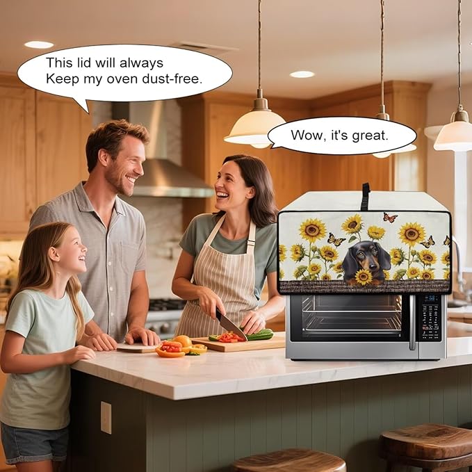 Dachshund Dog Sunflower Butterfly Print Microwave Oven Dust Cover Dustproof - Image 4